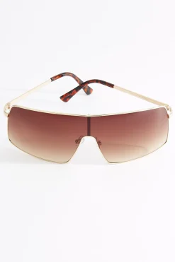 Tortoise Detail Shield Sunglasses