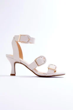 Triple Buckle Heeled Sandals