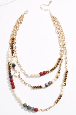 Triple Row Layered Bead Necklace