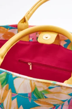 Tropical Print Canvas Tote Set
