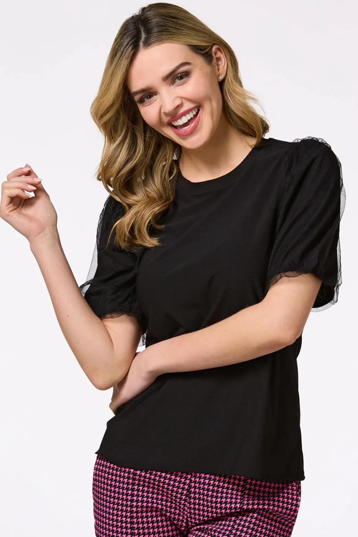 Tulle Puff Sleeve Top