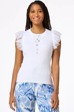 Tulle Sleeve Sweater Tank