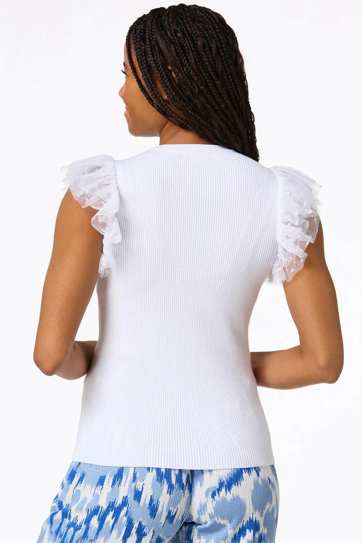 Tulle Sleeve Sweater Tank