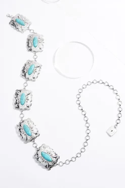 Turquoise Rectangle Chain Belt
