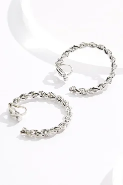 Twist Chain Clip- On Hoop Earrings