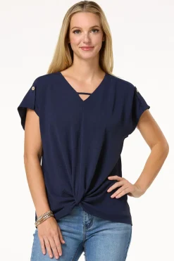 Twist Hem V- Neck Top