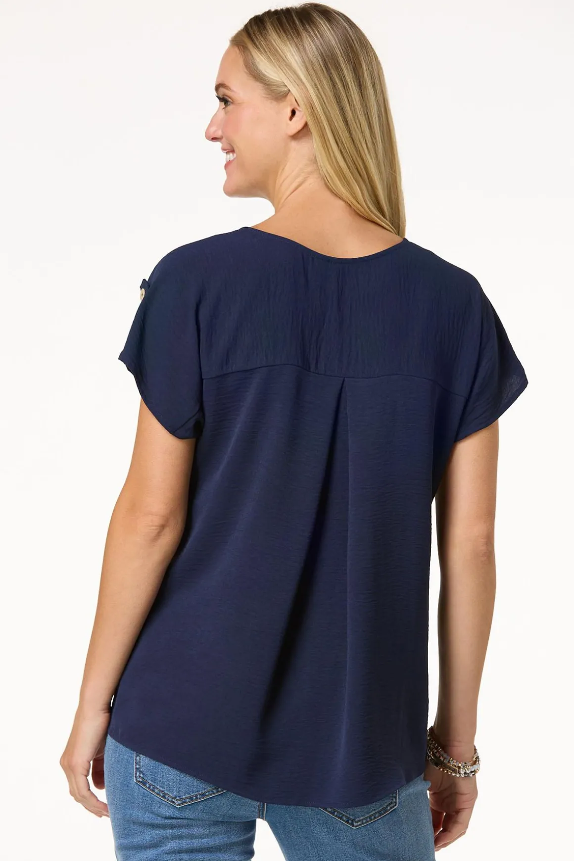 Twist Hem V- Neck Top