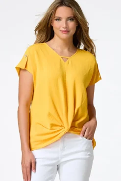 Twist Hem V- Neck Top