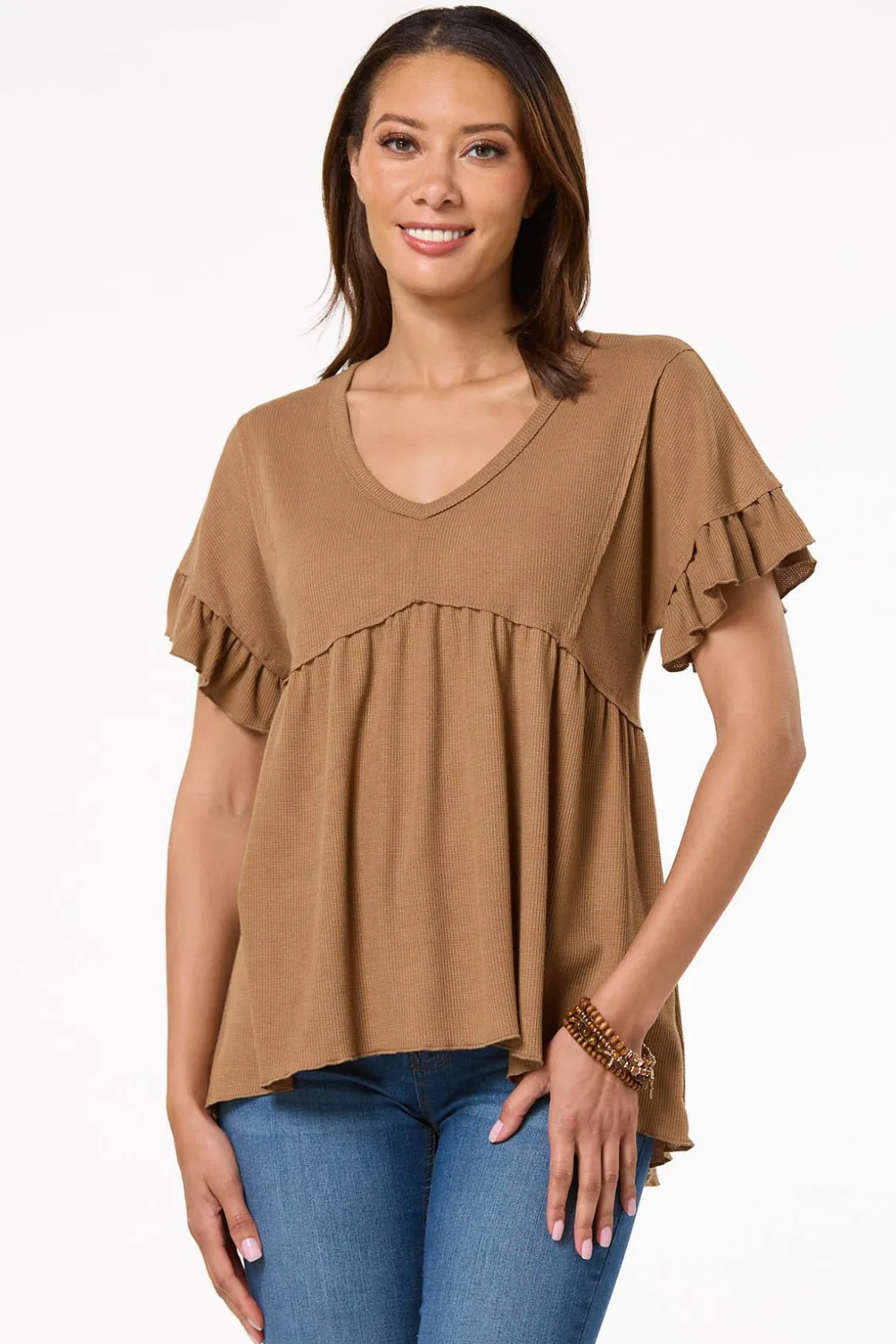 Waffled Babydoll Top