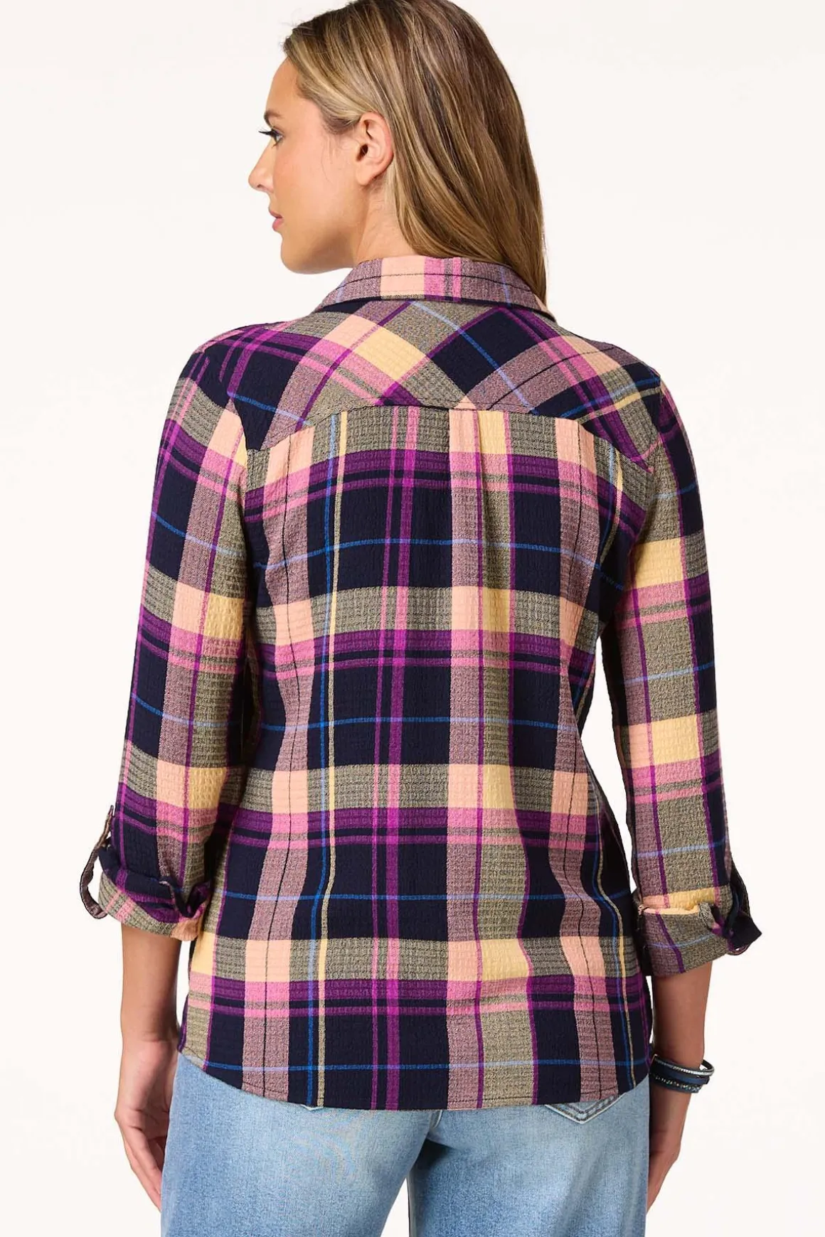 Waffled Berry Plaid Shirt