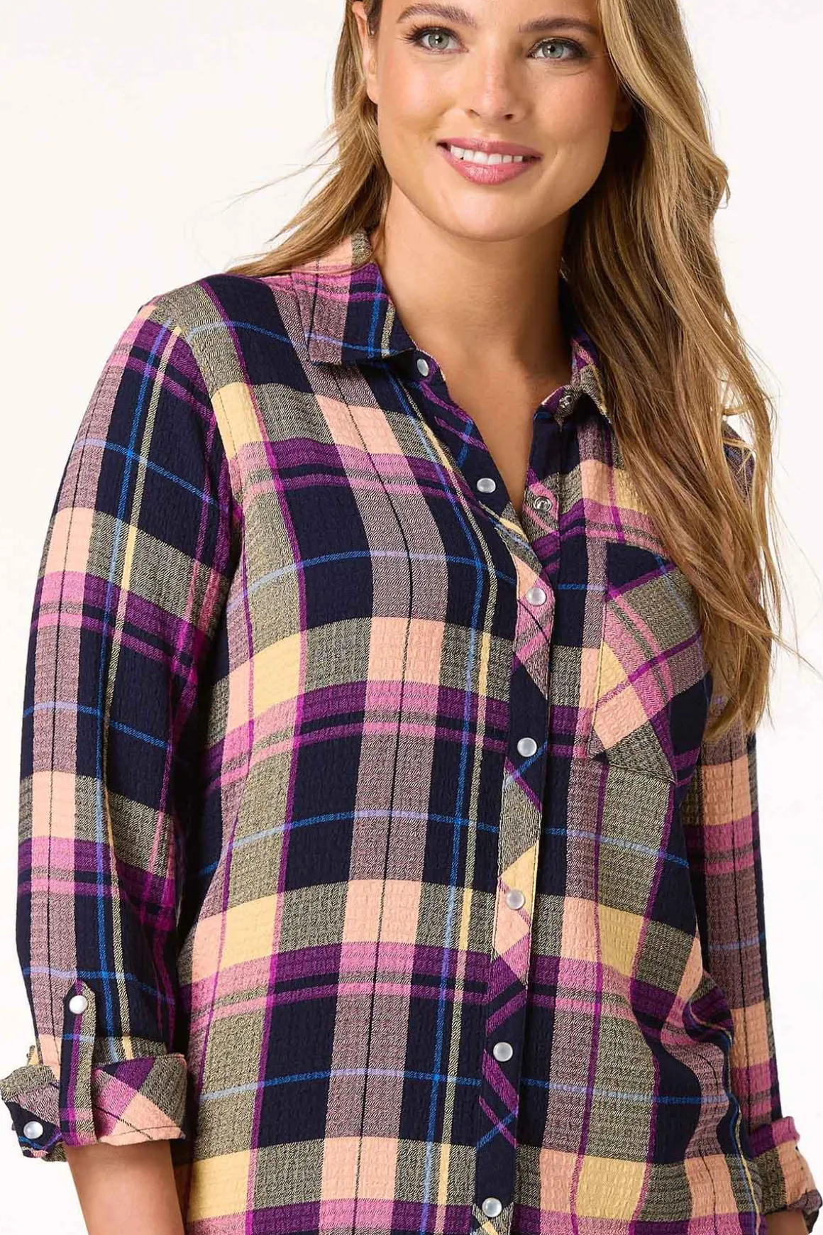 Waffled Berry Plaid Shirt