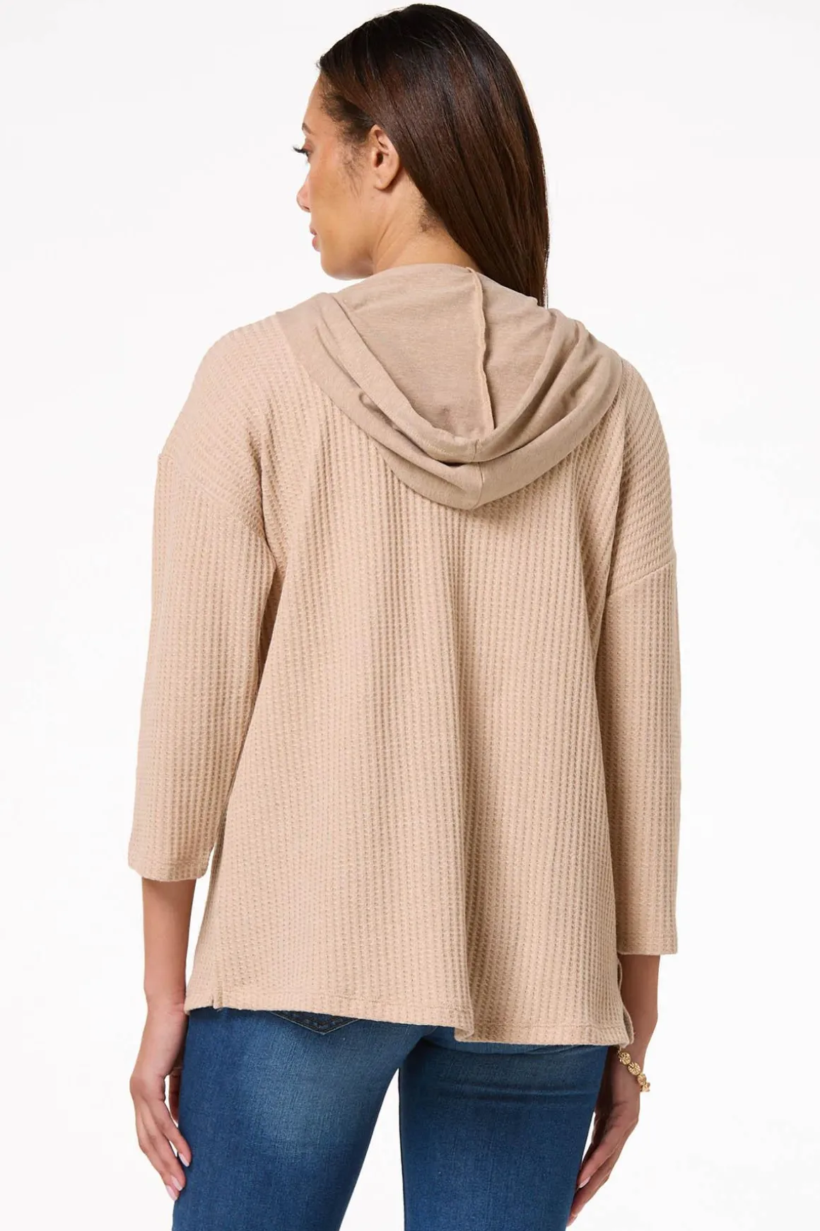 Waffled Hooded Cardigan