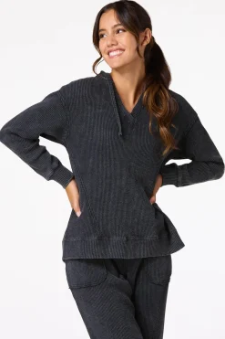 Waffled Vintage Black Hoodie
