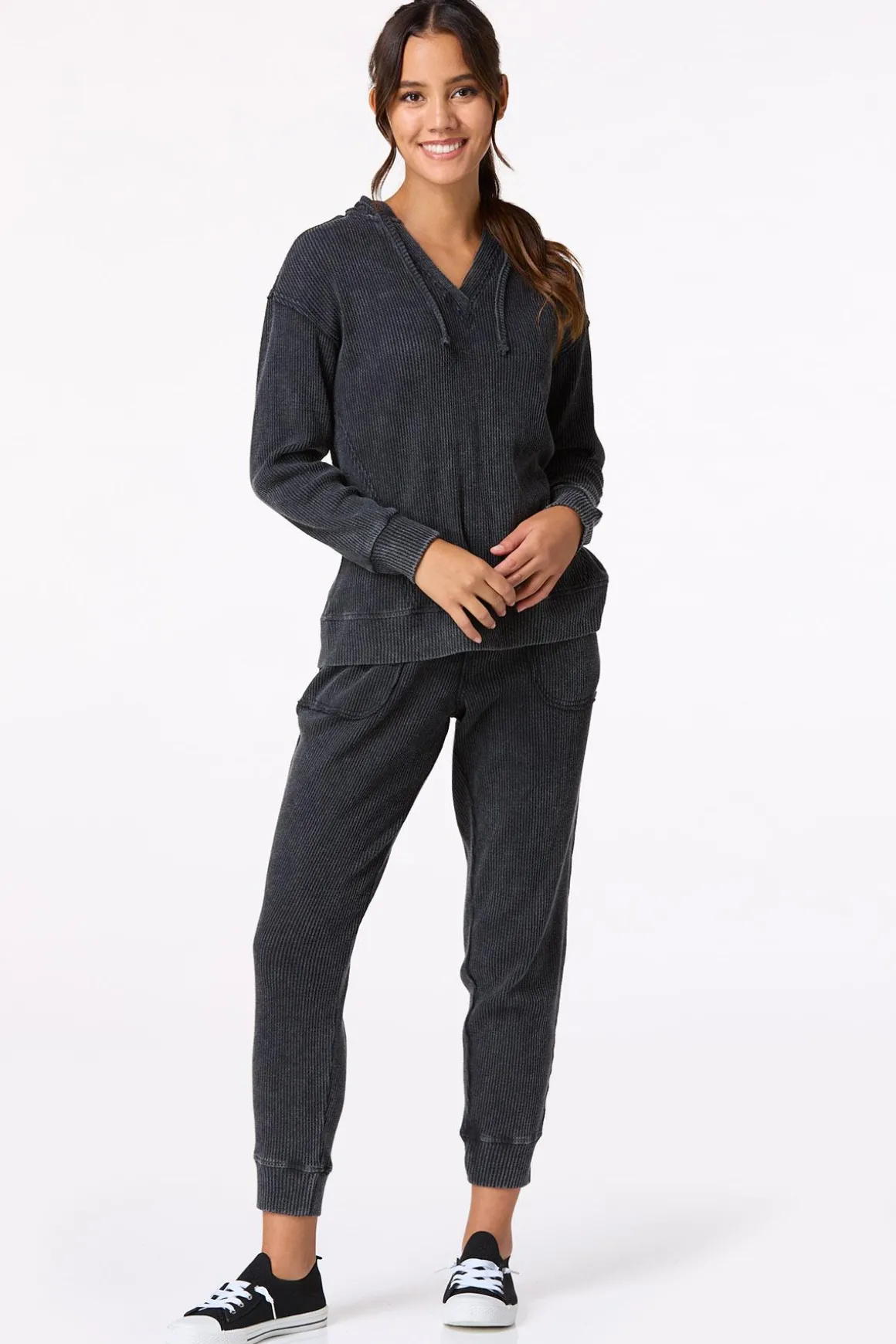 Waffled Vintage Black Joggers