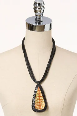 Wavy Pendant Cord Necklace