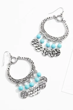 Western Bead Disc Tassel Earrings