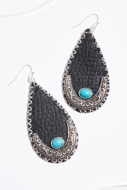 Western Crescent Faux Leather Earrings