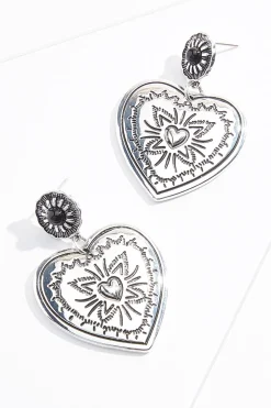 Western Engraved Heart Earrings