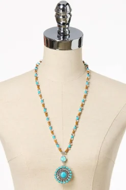 Western Mixed Bead Pendant Necklace