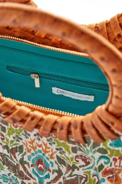Whipstitch Trim Patterned Satchel