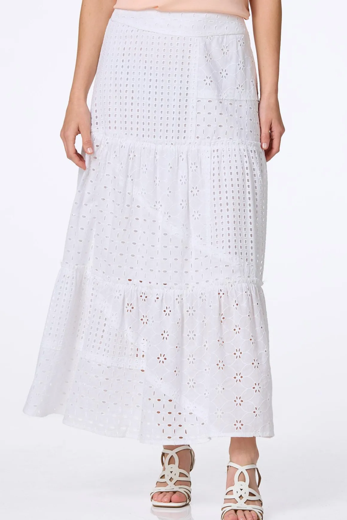White Eyelet Maxi Skirt