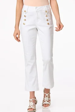White Sailor Button Jeans