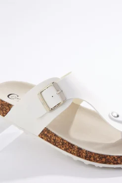 White Thong Footbed Sandals