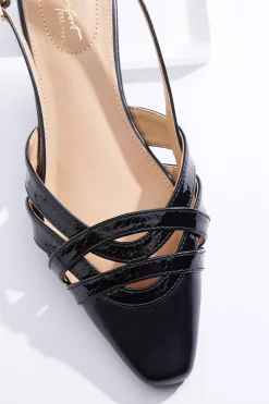 Wide Width Croc Cutout Slingback Flats
