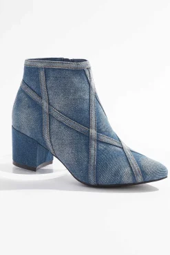 Wide Width Denim Criss Cross Heeled Boots