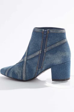 Wide Width Denim Criss Cross Heeled Boots