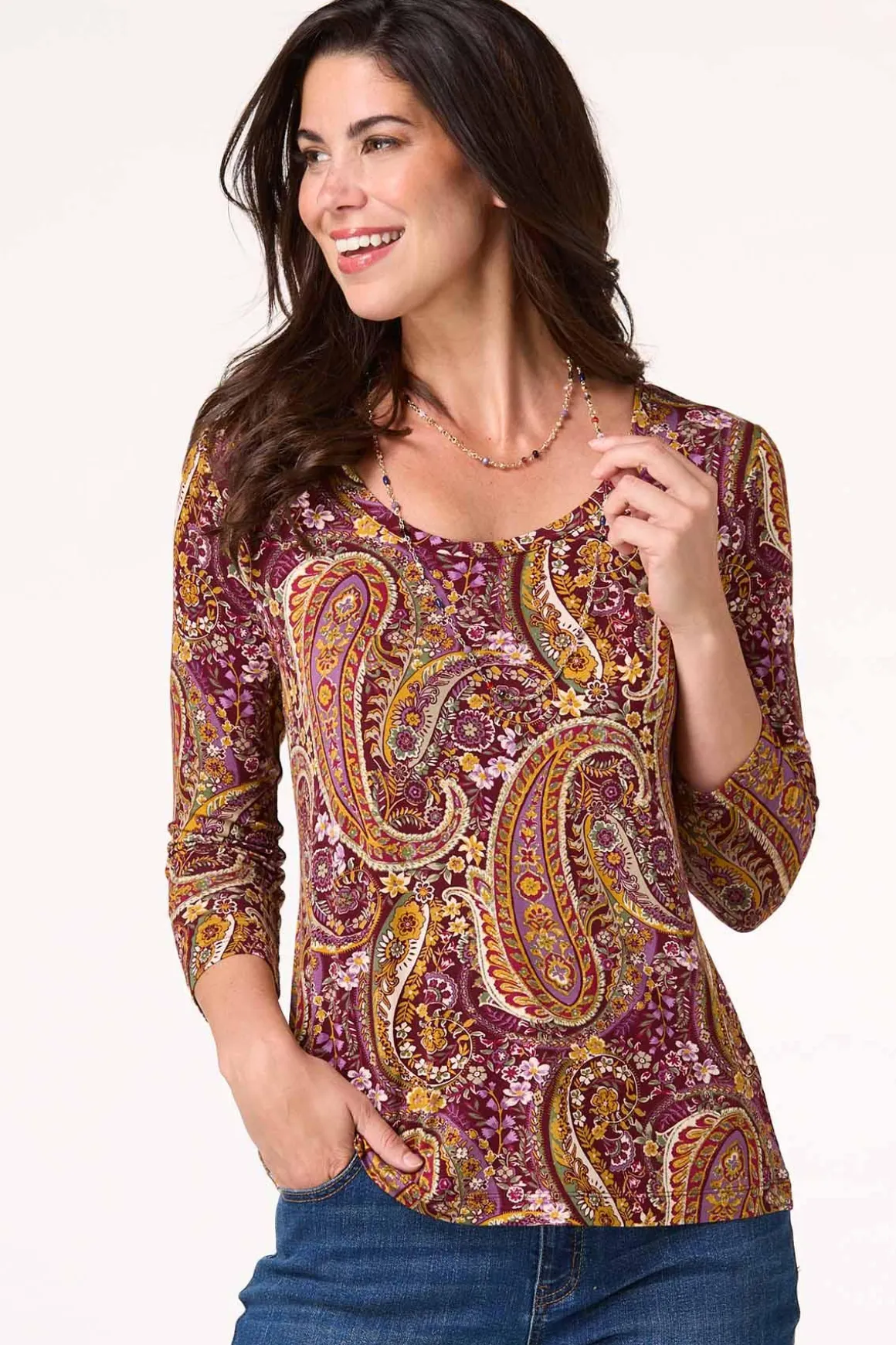 Wine Paisley Top