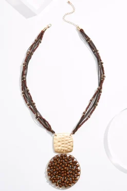 Wood Cluster Pendant Necklace