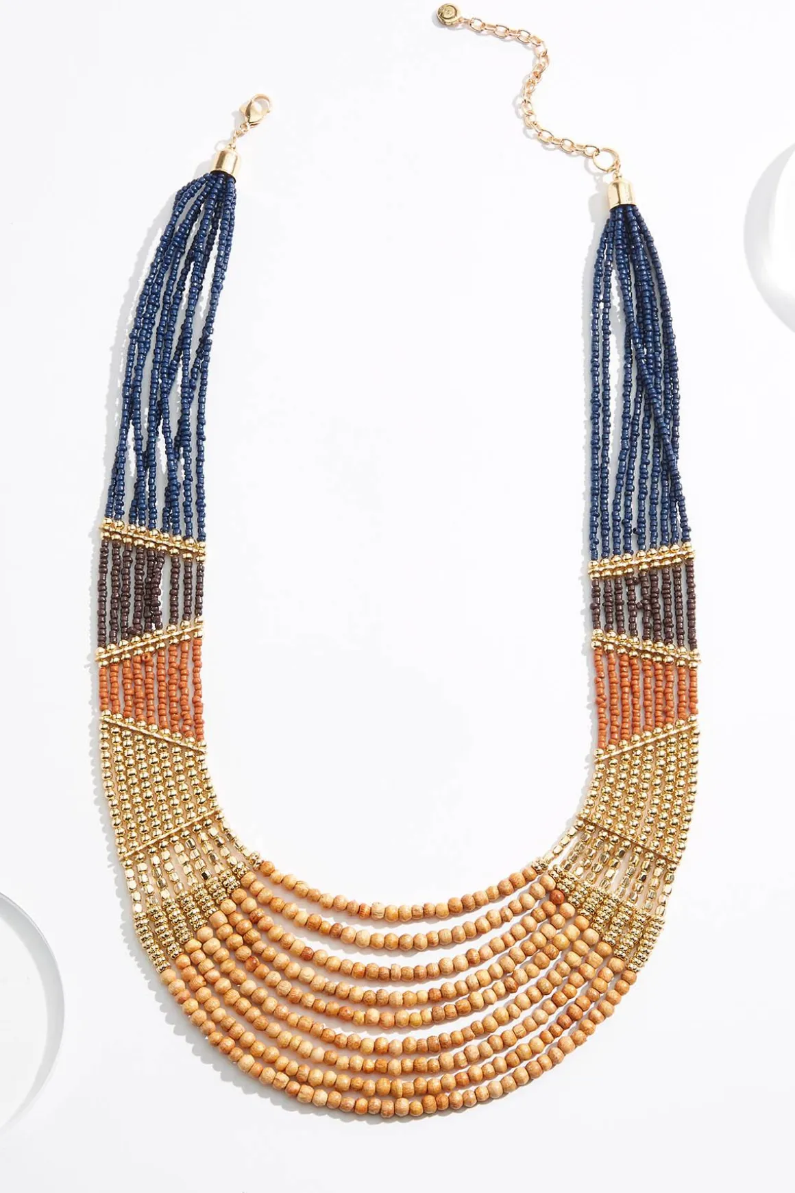 Wood Color Bead Tribal Necklace
