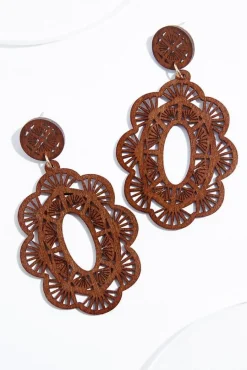 Wood Cutout Filigree Earrings