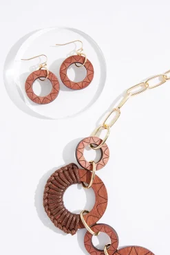Wood Cutout Necklace Set
