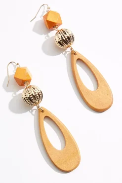 Wood Cutout Oval Earrings