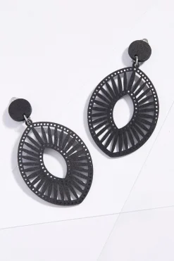 Wood Fan Cutout Clip- On Earrings