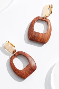 Wood Ring Clip- On Earrings
