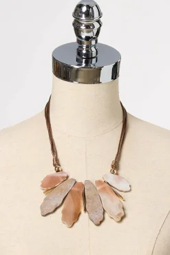 Wood Squiggle Shape Short Necklace
