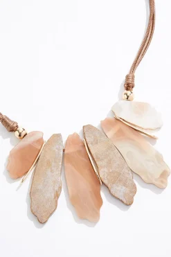 Wood Squiggle Shape Short Necklace