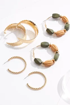 Wood Statement Multi Earring Set