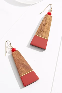 Wood Triangle Earrings