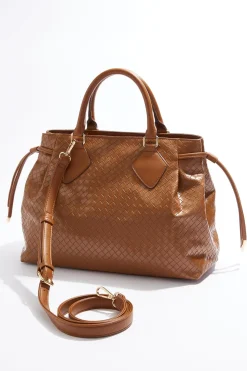 Woven Effect Cinched Satchel