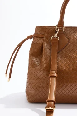 Woven Effect Cinched Satchel