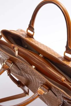 Woven Effect Cinched Satchel