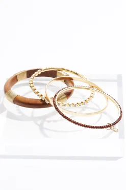 Xl Wood Multi Bangle Bracelet Set