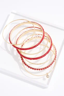 Xl Wood Stud Bangle Bracelet Set