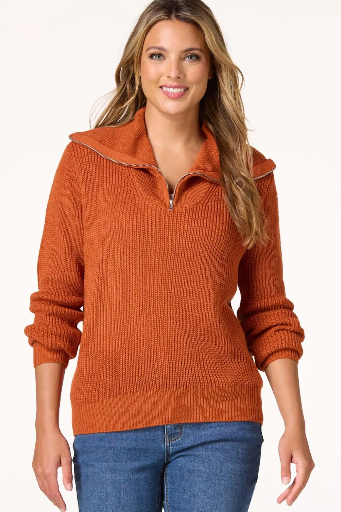 Zip Neck Pullover Sweater